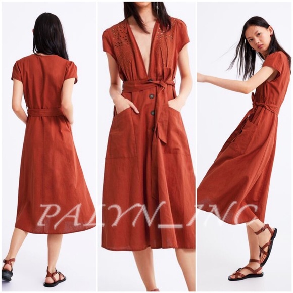 zara terracotta dress